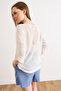 Women's White Backless Lace Look Cotton Piece Knitwear Blouse Blz-19003260 - 2
