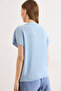 Women's Baby Blue Wide Collar Batwing Transitional Knitwear Blouse Blz-19003248 - 6