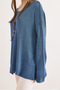 Women's Indigo Boat Neck Mercerized Collared D Drapey Knitwear Blouse Blz-19003209 - 5