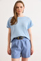 Women's Baby Blue Wide Collar Batwing Transitional Knitwear Blouse Blz-19003248 - 2