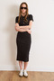 Women's Black Polo Collar Buttoned Midi Cotton Dress Elb-19002597 - 4