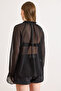 Women's Black Collar Cuff Detailed Boho Stylish Blouse Blz-19003245 - 2