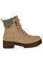 Women Knitted Collar Zip-Up Hiker Boots in Beige - 2