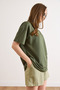 Women's Khaki Crew Neck Sequined Drapey T-Shirt Tsh-19000951 - 4