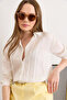 Women's White Patch Textured Long Sleeve Shirt Gml-19001428 - 2