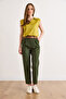 Women's Khaki Belt Pack Pocketed Gabardine Carrot Pants Pnt-19000394 - 2