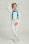 29 October 23 April Boys' Suit White Long Sleeve Shirt White Pants Turquoise Suspender Bow Tie - 3