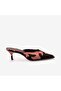Women's Genuine Leather Short Brown-Pink Heeled Slippers 140-91 - 5
