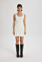 Raventa Triangle Detail Ecru Mini Dress - 2