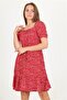 Women's Neckline Ruched Floral Print Viscose Dress Dplptr11 - 4