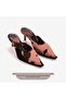 Women's Genuine Leather Short Brown-Pink Heeled Slippers 140-91 - 3