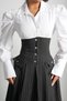Women's White Shirt Top Striped Elegant Vintage Style Dress with Corset Detail - 4