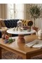 Natural White Marble Wooden Chintika Stand with Legs 25 cm Cake Stand Pastry Presentation Stand with Legs - 6