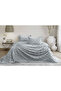 Grace Geometric Patterned Gray Double Pique Bedspread Set - 3 Pieces 240X260 cm Gray - 2