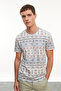 Men's Indigo Ethnic Print Crew Neck T-Shirt - 3