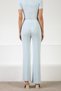 Blue Women's High Waist Corded Fabric Slim V Viscose Knitwear Pants - 5