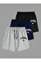 3-Piece California Printed Combed Cotton Men's Shorts (Black-Navy Blue-Grey)