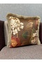 Blend-9372 Brown Bird Tasseled Imported İ Silk a Velvet I Cushion Cover 3X43 Size - 2