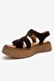 Loin Brown Suede Genuine Leather Buckled Women Sandals - 6