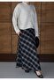 Women's Black Plaid Pattern Long Pocketed Skirt