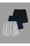 3-Piece California Printed Combed Cotton Men's Shorts (Black-Navy Blue-Grey) - 2