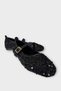 Shiny Sequin Detailed Belt Pack Buckled Day Stylish Women's Ballet Flats Black - 5