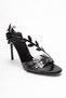 Carvelli Black Leaf Motif Women's Stiletto Heel U Shoes - 3