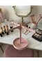 Jewelry Stand & Jewelry Organizer with Tray - Pink Modern Necklace Hanger and Organizer with Ring Tray