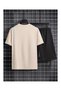 Unisex T-Shirt Shorts - T-Shirt with Shorts Bottom Top Set Elemek Printed Crew Neck - 2