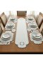 Gray Embroidered Ecru Leather 19 Piece Luxury Set of Placemat and Table Runner - 4