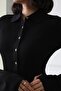 Black Buttoned Spanish Sleeve Slit Detailed V Viscose Knitwear Cardigan - 2