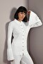 White Buttoned Spanish Sleeve Slit Detailed V Viscose Knitwear Cardigan