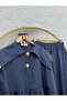 Belina Shirt with Ruffles and Big Button Skirt Set-Mf565 Navy Blue - 4