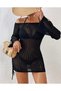 Women's Knitted a Lace-Like Knit Beach Dress with Tie-Up Detail