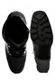 Women Black Lace Up Block Heel Boots - 5