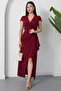 Double-Breasted Collar Skirt Pleated Slit Dress Jnl3115 - 3