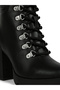 Women Black Lace Up Block Heel Boots - 4