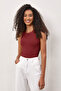 Women's Corded Fabric Look Slim Fit Body-Fitting Basic Undershirt Blouse, Pack of Halter Neck and Cotton