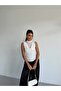 Women's White Tulle Detailed Draped Sandy Blouse with Draped Collar and Side Drapes Hzl26S-Fry123791 - 5