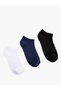 Multi-Colored Cotton Piece Set of 3 Booties Socks - 2