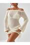 Women's Knitted a Lace-Like Knit Beach Dress with Tie-Up Detail - 3