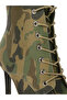 Women Velvet High Heeled Boots in Camo - 4