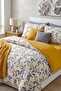 Yellow Floral Double Bed Sheet with Elastic Band - Cotton Duvet Cover Set -