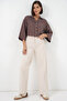 Women's Striped Oversized Short Shirt 20326 - Brown - 2