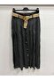 Anthracite Italian Wicker K Belt I D Button Accent I C Pocketed Long K Linen Skirt - 3
