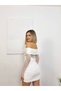 Women's Boat Neck Draped Lace Detailed Mini Evening Dress Graduation Dress - 2