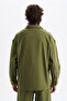 Men's Koton Linen Blended Long Sleeve Apaj Collar Shirt, Elastic Waist Pants Set - 5