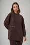 Zipper and Ribbed Detail Tunic Trousers Set 1077 Brown - 5