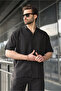 Black Tensel Fabric Men's Shorts and Shirt Set E7352 - 4