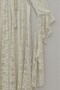 Women's Lace Dress with Belt, Flounce Sleeve Detail, High Neck Zipper Long Evening Dress - Light Mink - 4